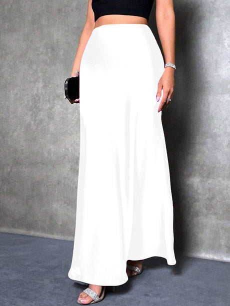 Simplicity Imitation Silk Solid Color Long Skirts