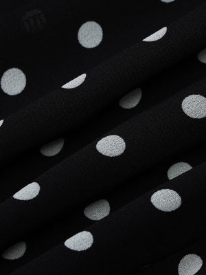 Polka Dot Print Fitted Waist Strapless Halter Neck Short Dress