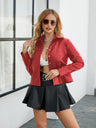 Buttons Studs Short Leather Jacket