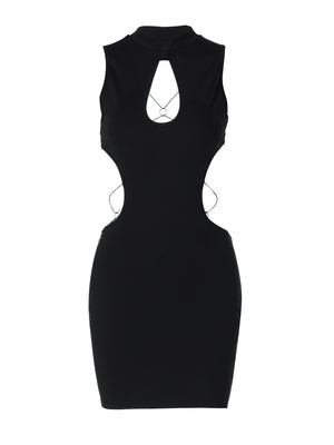 Hollowed-out Backless Design With Butterfly Metal Embellishments Mini&Short Dresses