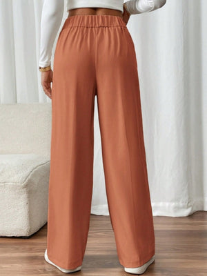 Casual High-waisted  Loose Straight leg Pocket Pants
