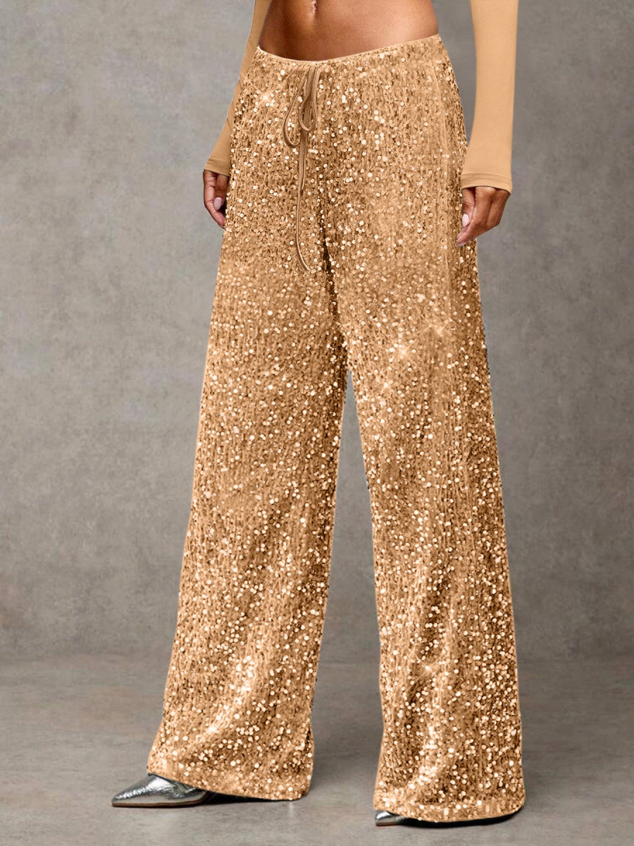 Drawstring Slimming Stretch Straight Leg Trousers