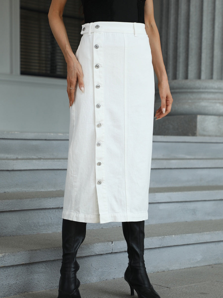 Irregular Slit Cowboy High Waist Skirts