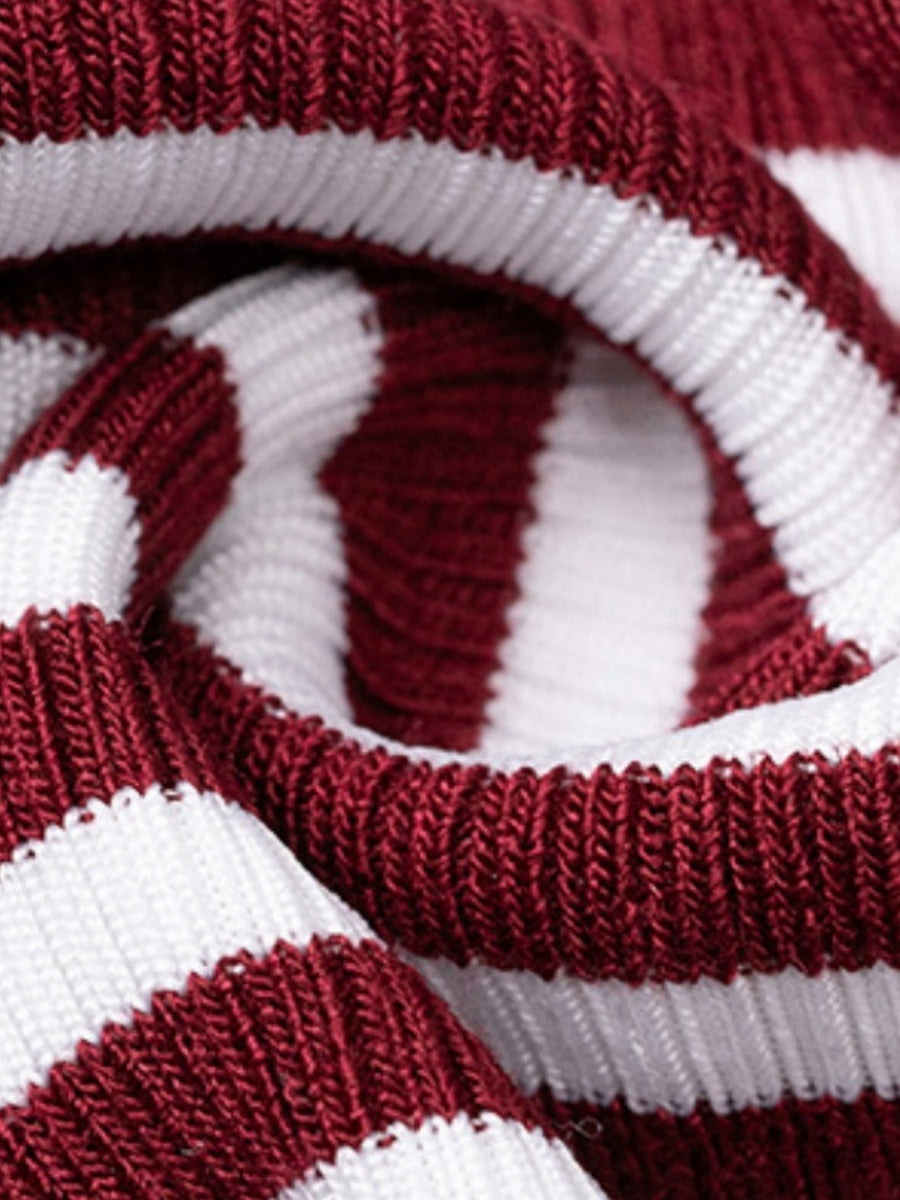 Simplicity Contrasting Colors Stripes Backless Long Sleeve T-shirts