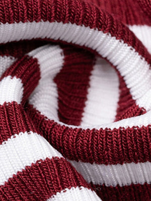 Simplicity Contrasting Colors Stripes Backless Long Sleeve T-shirts