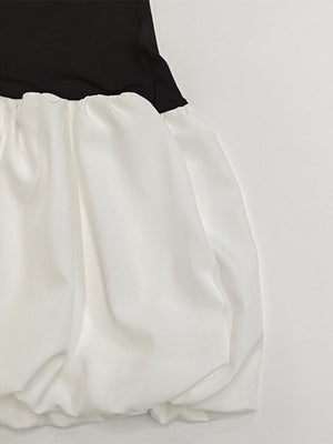 Liber Autumn Women's Off-shoulder Black and white color matching Long sleeve Mini&Short Dresses