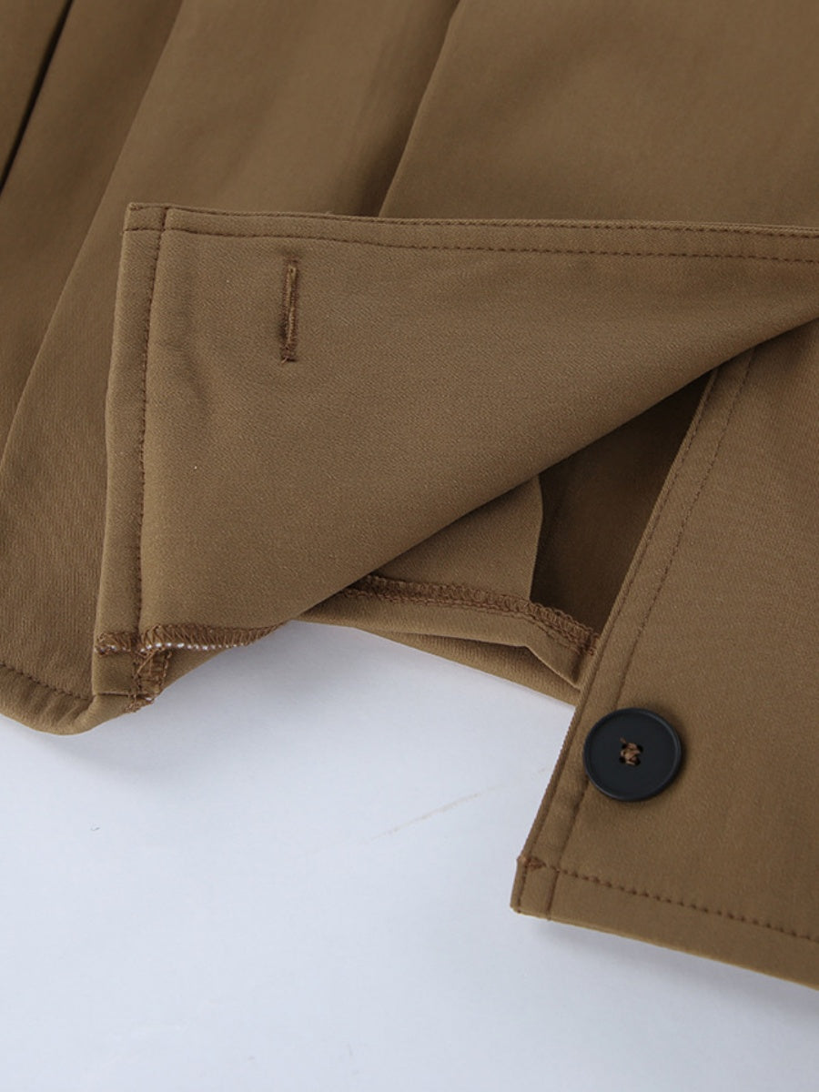 Liber Autumn Women's Buttons Solid Color Trench Coats