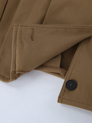 Liber Autumn Women's Buttons Solid Color Trench Coats