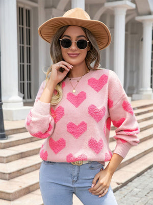 Love Valentine's Day Color-blocked Knitted Sweater