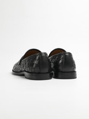 AKAIFU Hand-woven Imported Cowhide Retro Casual Penny Loafers Slip-on Leather Shoes