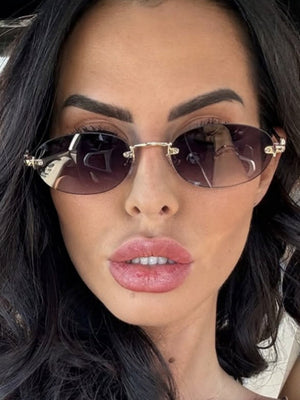 Oval Retro Frameless Sunglasses