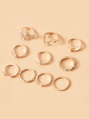 Star And Moon Diamond Ring Set