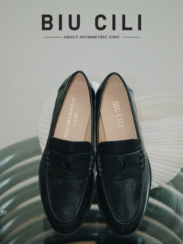 BIUCILI "Stars And Moon" Original Design Italian Classic Old Money Style Low-Heeled Suede Loafers