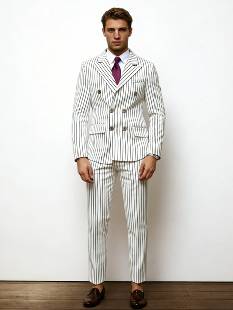 Stripes Business Dinner Wedding Suit 2-piece Sets Set