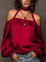 Off-the-shoulder Matte Satin T-shirt