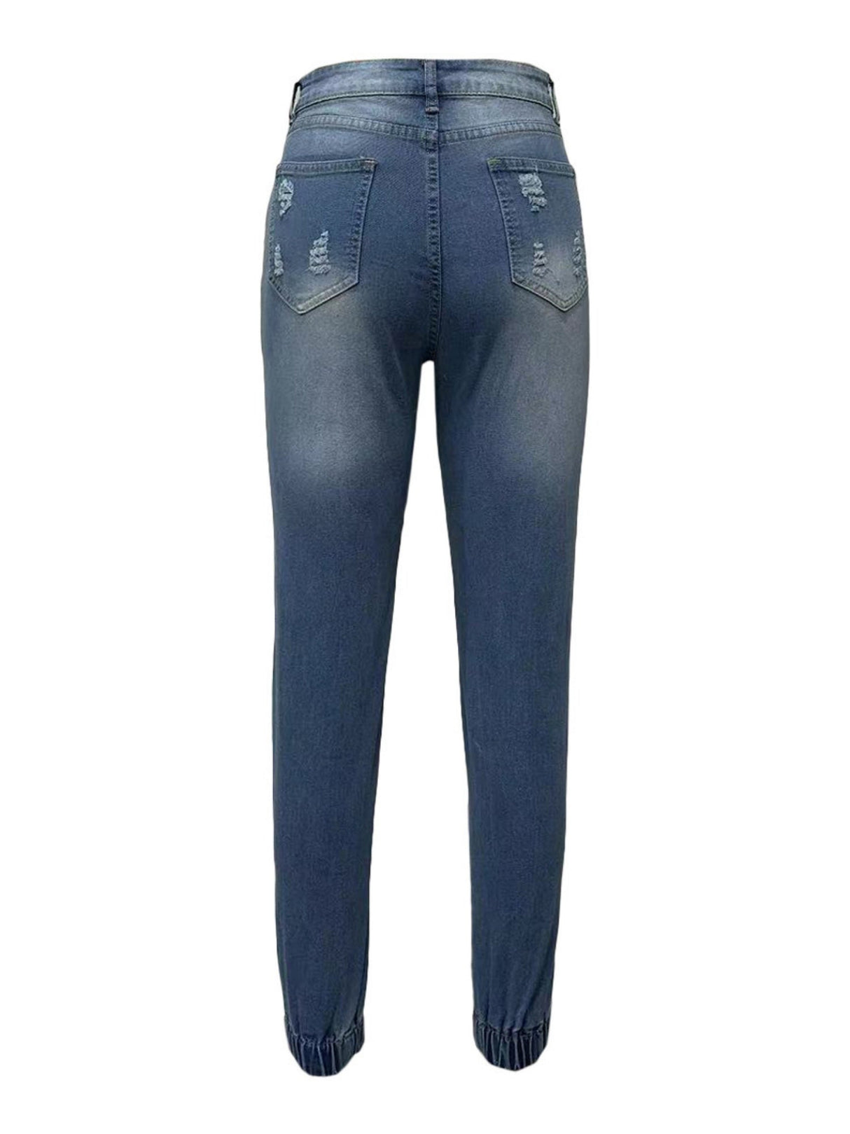 Hole Graffiti Distressed Pencil Pants Jeans