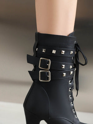 Platform Studded Lace-up Women's Boots