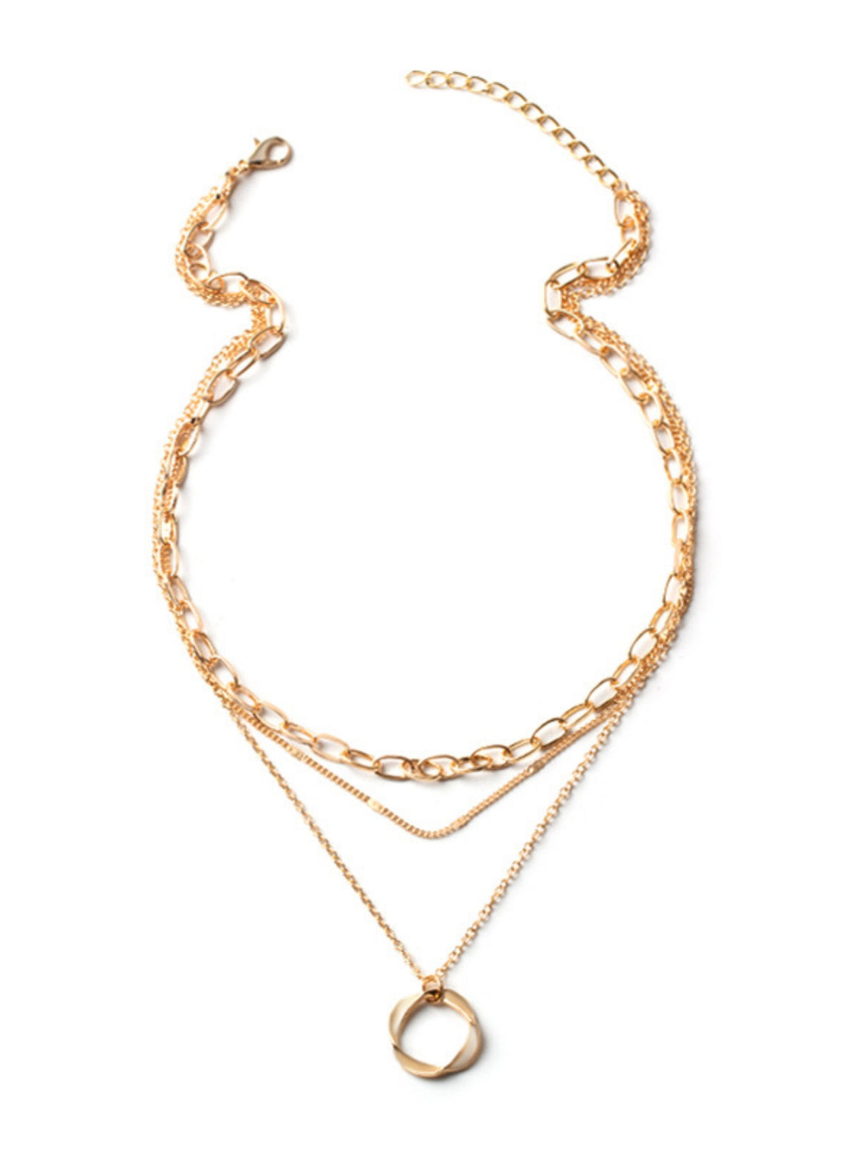 Alloy Necklace With Electroplated Circle Pendant, Fashion Necklace