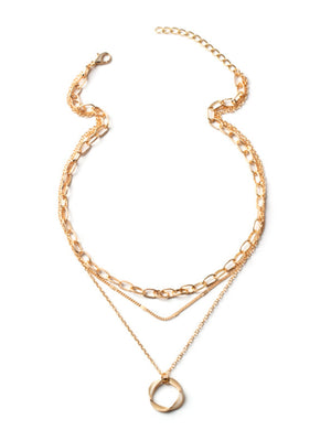 Alloy Necklace With Electroplated Circle Pendant, Fashion Necklace