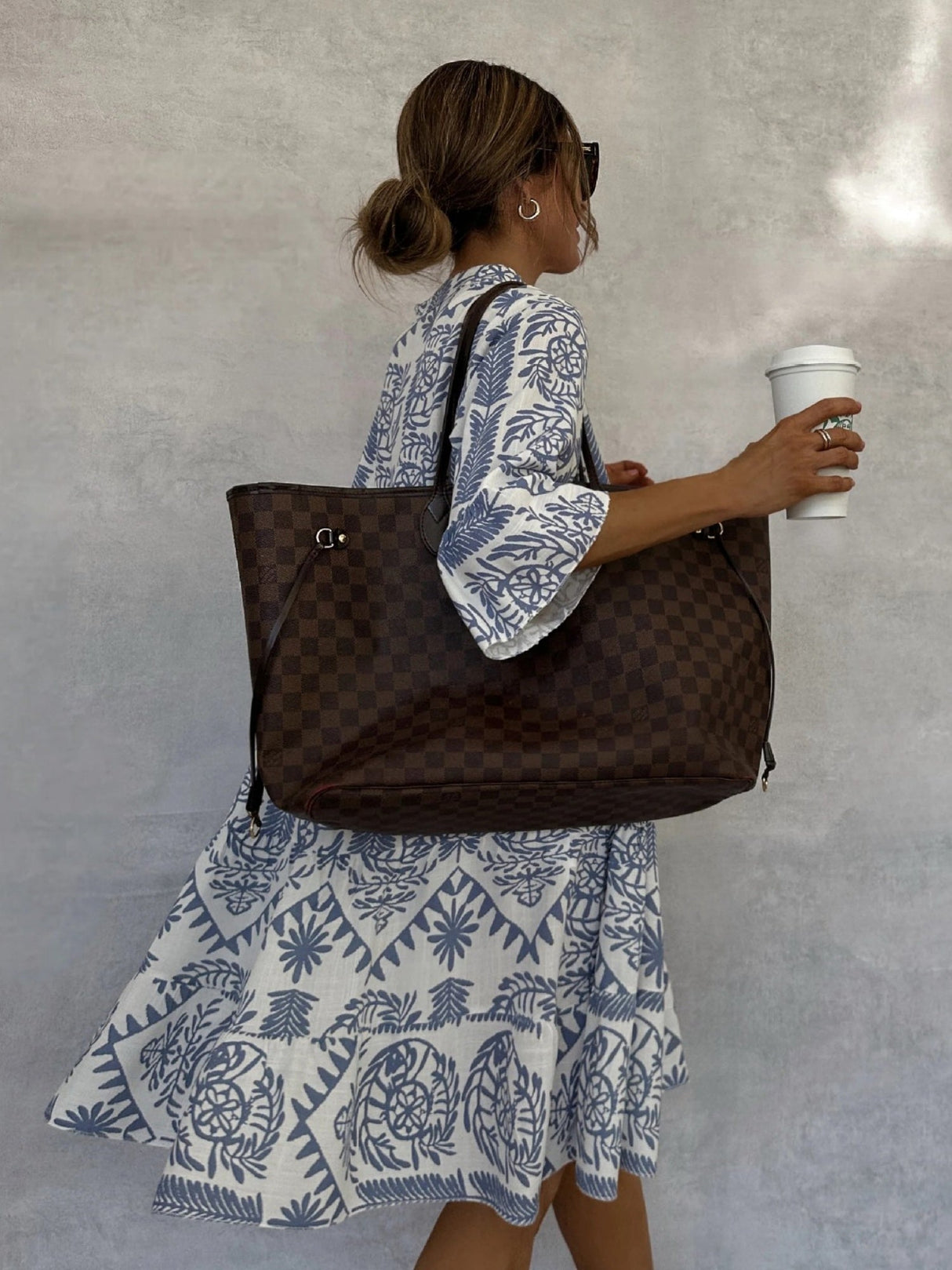 Floral Print Three-quarter Sleeves Shirt Dress