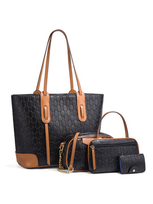 Trendy Embossed Tote Bag 4-Piece Set