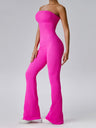 Seamless Thread Strapless Flared Pants Exercise Yoga Fitness Jumpsuits&Bodysuits