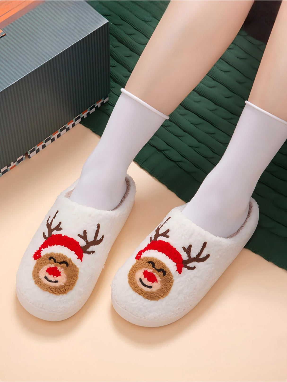 Christmas Deer Cartoon Slippers
