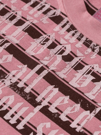 Retro Color-blocked Stripes Letter Printed T-shirts