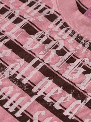 Retro Color-blocked Stripes Letter Printed T-shirts