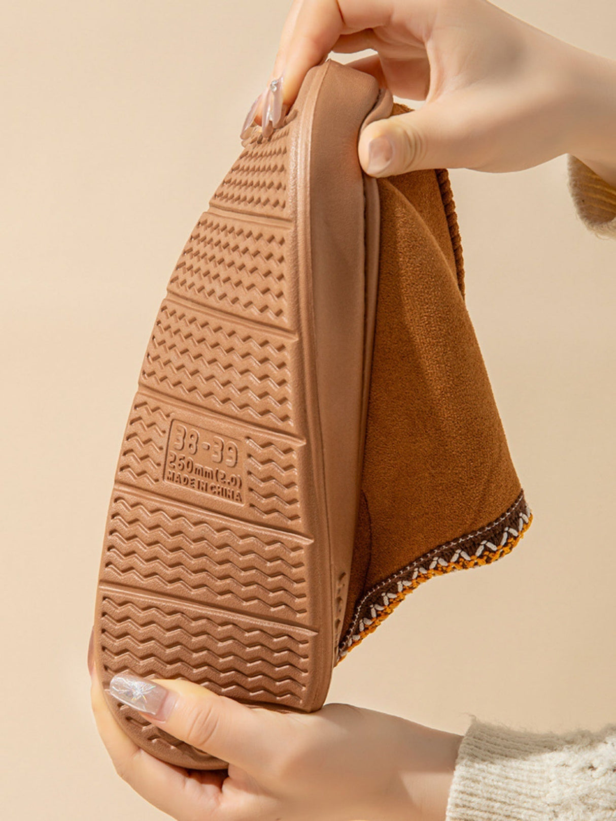 Solid Color Stitching Thick-soled Slippers