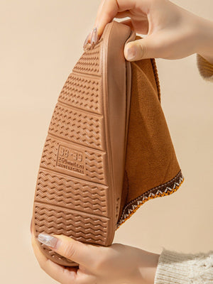 Solid Color Stitching Thick-soled Slippers