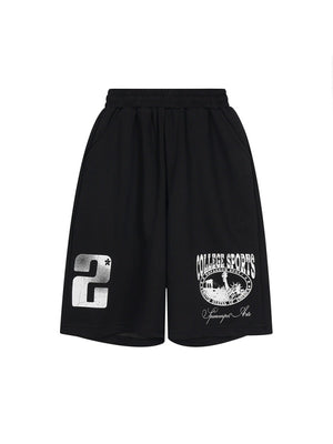 Number Letter Printed Shorts