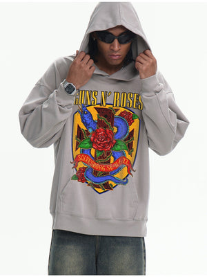 Retro Fried Snowflakes Printed Hoodies