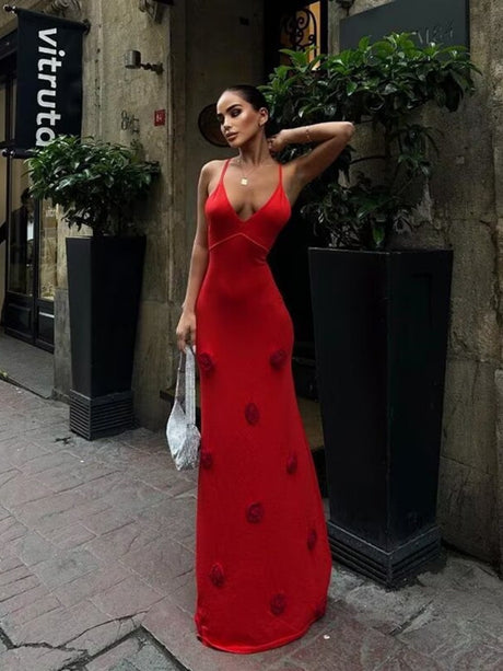 Liber Intellectual Style Women's Splicing Embroidered Pattern Midi Dresses