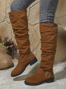 Pleated High Boots With Buckle