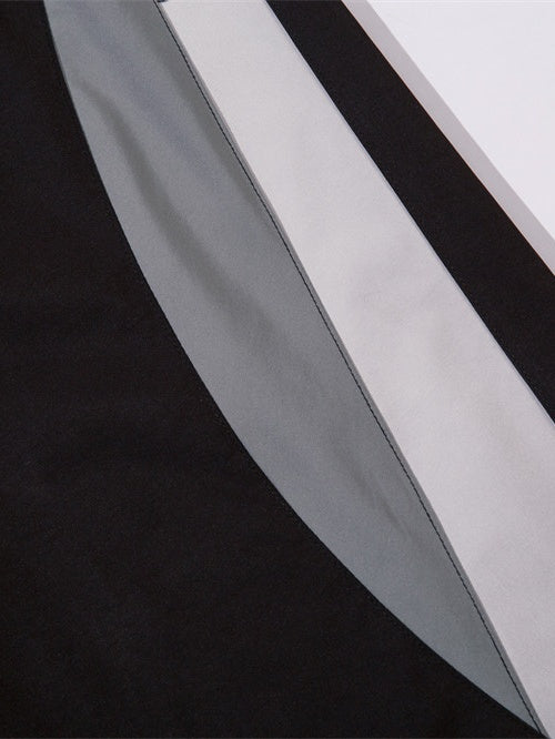 Color-Block Patch-Pocket Elastic-Waist Loose Cargo Pants