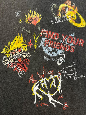 Printed Personal Interests Punk Graffiti Washing And Aging Edging Long-sleeved T-shirt