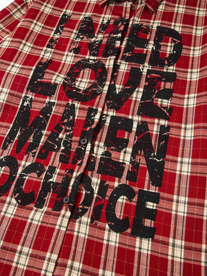Punk Loose Plaid Printed Letters Plaid Long-sleeved Shirt