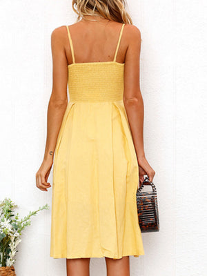 Bow Cutout Strap Buttons Backless Maxi Dresses