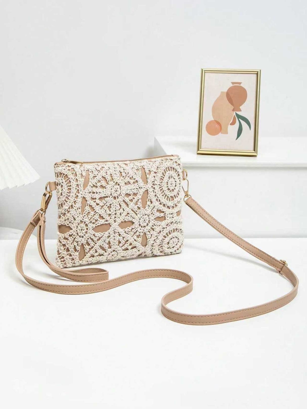 Vacation Lace Cutout Crossbody Bag