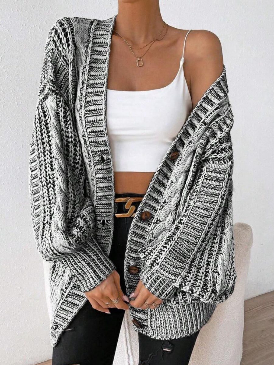Liber Winter Women's Distressed Cable Cardigans Sweaters