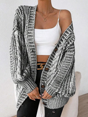 Liber Winter Women's Distressed Cable Cardigans Sweaters