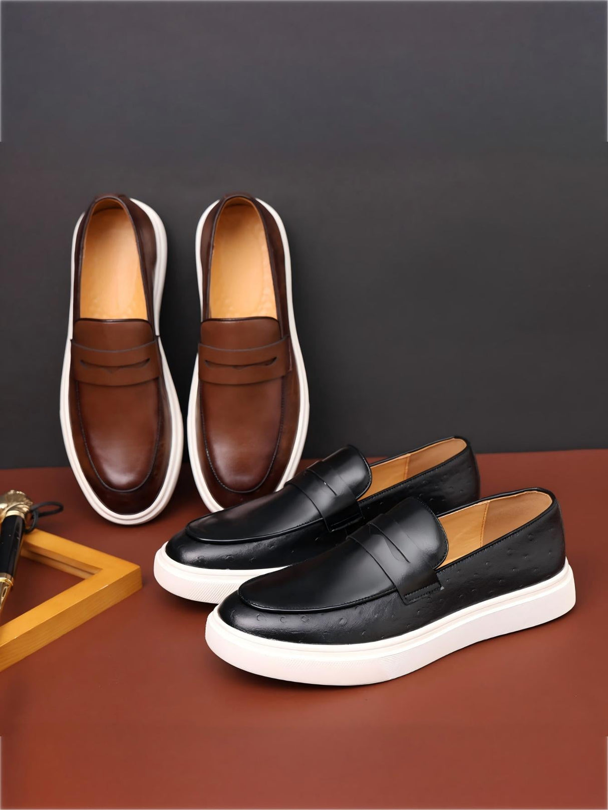 Ostrich Embossed Loafers
