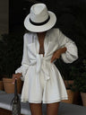 Long-sleeved Top Ruffled Shorts 2-piece Sets