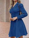Solid Color Rayon Short Dress With Suit Collar