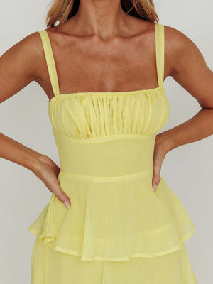 Pleated Splicing Sundress Lace-up Backless Sweet Maxi Dresses