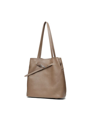 Straight-on Small And Soft Bucket Bag, Large Size, Top-grain Cowhide, Shoulder Bag, Large Capacity Tote Bag For Women.