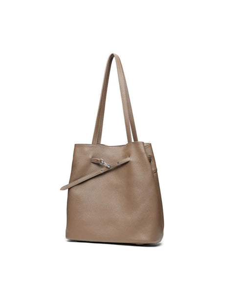 Straight-on Small And Soft Bucket Bag, Large Size, Top-grain Cowhide, Shoulder Bag, Large Capacity Tote Bag For Women.
