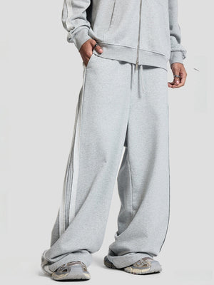 Ribbon Splicing Loose Sports Hooded Sweatshirts&Hoodies Set