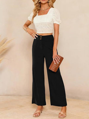 Basic Corduroy Double Buttons Stretch Leisure Straight-leg Trousers